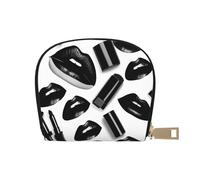 KOUUIP Cool Black Lipstick Labbra Stampa Delle Donne Titolare Della Carta di Credito Portafoglio Zip In Pelle Porta Carte Titolare Della Carta Unisex Per Uomini, bianco, Taglia unica
