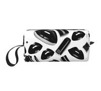 KOUUIP Cool Black Lipstick Labbra stampa Grande Capacità di Viaggio Trucco Caso Organizzatore Sacchetto di Trucco Sacchetto Cosmetico Portatile Per Le Donne, bianco, Taglia unica