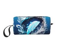 KOUUIP Deep Blue Animal Whale stampa Grande Capacità di Viaggio Trucco Caso Organizzatore Sacchetto di Trucco Sacchetto Cosmetico Portatile Per Le Donne, bianco, Taglia unica