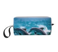 KOUUIP Delfini nel mare stampa Grande Capacità di Viaggio Trucco Caso Organizzatore Sacchetto di Trucco Sacchetto Cosmetico Portatile Per Le Donne, bianco, Taglia unica
