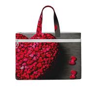 KOUUIP Falling Red Hearts - Borsa portadocumenti in tela con stampa, 26 x 38 cm, 2 tasche con cerniera, senza ingombri per documenti da ufficio