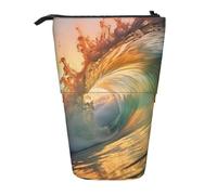 KOUUIP Grand Waves Tidal - Astuccio telescopico con motivo onde marine, portamatite, astuccio retrattile, Nero , taglia unica