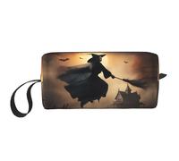KOUUIP Halloween Witch Flying 2 stampa Grande Capacità di Viaggio Trucco Caso Organizzatore Sacchetto di Trucco Sacchetto Cosmetico Portatile Per Le Donne, bianco, Taglia unica