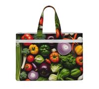 KOUUIP Introduzione di varie verdure borsa documenti in tela con stampa 10,6 x 15 pollici, 2 tasche con cerniera, senza disordine per documenti da ufficio