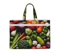 KOUUIP Introduzione di varie verdure borsa documenti in tela con stampa 10,6 x 15 pollici, 2 tasche con cerniera, senza disordine per documenti da ufficio