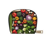 KOUUIP Introduzione di varie verdure stampa Womens porta carte di credito portafoglio zip in pelle porta carte titolare della carta unisex per uomini e donne, bianco, Taglia unica