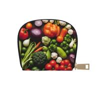 KOUUIP Introduzione di varie verdure stampa Womens porta carte di credito portafoglio zip in pelle porta carte titolare della carta unisex per uomini e donne, bianco, Taglia unica