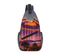 KOUUIP Las Vegas Sunset 1 Borsa a tracolla per uomini e donne, borsa a tracolla antifurto borsa da viaggio casual per escursionismo