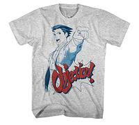 kouxi Ace Attorney Phoenix Wright Objection Men's T Shirt Vintage Gamer Capcom Gray(XX-Large)