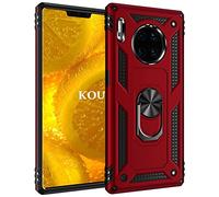 KOUYI Cover per Huawei Mate 30 PRO, Custodia Antiurto Grado Militare 360° Girevole Regolabile Ring Armor Bumper TPU Case Magnetica Supporto Silicone Custodie per Huawei Mate 30 PRO (Rosso)