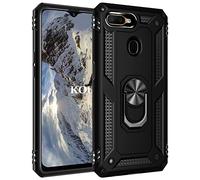 KOUYI Cover per Oppo A12/A7/A5S, Custodia Antiurto Grado Militare 360° Girevole Regolabile Ring Armor Bumper TPU Case Magnetica Supporto Silicone Custodie per Oppo A12/A7/A5S (Nero)