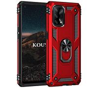 KOUYI Cover per Oppo A74 4G/F19, Custodia Antiurto Grado Militare 360° Girevole Regolabile Ring Armor Bumper TPU Case Magnetica Supporto Silicone Custodie per Oppo A74 4G/F19 (Rosso)