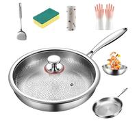 Kovali Titan Bratpfanne, Mosman Titanium Nutri Pan Pro Generation 2 (2025), 26/28/30/32/34 cm ispessito ultra resistente ai graffi non rivestito antiaderente Edelstahlpfanne 5 pezzi (34 cm)