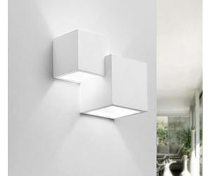 Kovalmax® Applique da parete 2 x cubo in gesso verniciabile lampada doppia luce g9