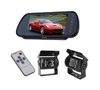 Kovalmax® Kit specchietto 7" lcd 2 telecamera 18 led retromarcia infrarossi per auto camper camion telecamera colori con 2 cavi
