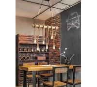 Kovalmax® Lampadario a soffitto 6 portalampada e27 corda di canapa legno vintage country