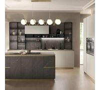 Kovalmax® Lampadario a sospensione da soffitto twist 5 x sfera in vetro bianco g9 bronzo