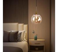 Kovalmax® Lampadario a sospensione sfera in vetro color ambra portalampada e27 a72o