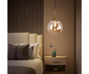 Kovalmax® Lampadario a sospensione sfera in vetro color ambra portalampada e27 a72o