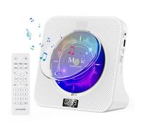 KOVCDVI Lettore CD Bluetooth con display frontale e altoparlanti Lettori CD Supporto USB/AUX Riproduzione Timer con telecomando Schermo antipolvere Presa per cuffie