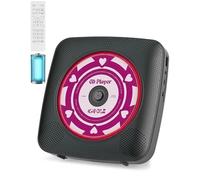 KOVCDVI Lettore CD Portatile per uso domestico con altoparlanti, Bluetooth e telecomando, lettori CD da tavolo e da parete con radio FM, supporto per riproduzione USB/AUX e presa per cuffie nero