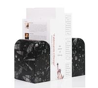 Koville Fermalibri in marmo marocchino di lusso per scaffali, antiscivolo, 5,9 kg, ultra resistente, in marmo, decorazione per appartamenti per film/CD/videogiochi, fossili