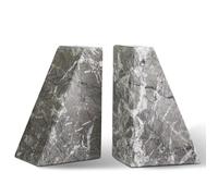 Koville Fermalibri in marmo per scaffali, grandi fermalibri per libri pesanti, fermalibri in pietra naturale per libri, CD, film, estetico decorativo, libreria, tavolo, decorazione per la casa (grigio