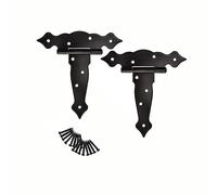 KOVNISE Confezione da 2 Cerniere 6 Pollice T-Strap Heavy Duty Shed Door Cerniere Cancello Cerniere Nero Fancy Tee Cerniera Hardware battuto per Legno Shed Barn Door Recinzione Cancello Swing Yard Door