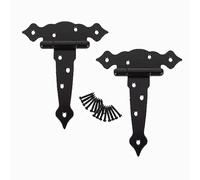 KOVNISE Confezione da 2 Cerniere 8 Pollice T-Strap Heavy Duty Shed Door Cerniere Cancello Cerniere Nero Fancy Tee Cerniera Hardware battuto per Legno Shed Barn Door Recinzione Cancello Swing Yard Door