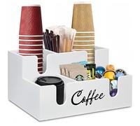 KOVNISE Organizer da Bar con Design a Forma di U, Montabile a Parete, in Legno, per Bancone, Accessori da Bar, Versatile Stile Minimalista,per Amanti del Caffè (Bianco)