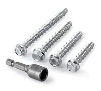 KOVSGQ Viti per calcestruzzo senza tasselli, M6 x 40, 24 pezzi, testa esagonale zincata con disco viti da parete con chiave esagonale per muratura calcestruzzo mattoni