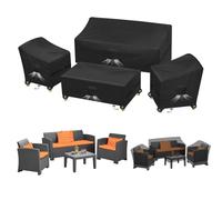 Kovshuiwe 4 pezzi Veranda per esterni Set,Copertura per mobili da giardino di coperture per mobili da giardino per patio Set di coperture per mobili da giardino per veranda esterna impermeabile(Nero)