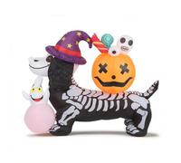 kowaku 1 Figura Gonfiabile Halloween Cane Scheletro Zucca Strega Scultura da Giardino Materiale Poliestere Struttura Autoportante Riempimento D Adatta per Ingresso Cortile Festa Bambini