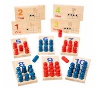kowaku 10 Pezzi Tavola di Apprendimento dei Numeri con Pioli di Conteggio Colorato Scheda Numerica con Griglia a Dieci Posizioni Stimola la Motricità Fine