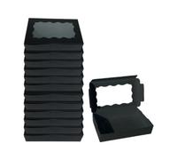 kowaku 12 Pezzi Scatole Porta Torta con Finestra Scatole Regalo Scatole Dolcetti Scatole Biscotti con Nastro Trasparente Realizzate in Carta E PVC Adatte per, Nero