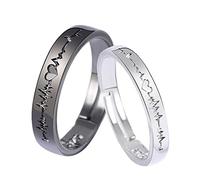 kowaku 2 Anelli da Coppia con Angelo E Demone, Regolabili, in Lega, Stile retrò Vintage, Ideali Come Regalo per Amici E Occasioni Speciali, Cuore