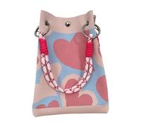 kowaku Borsa a mano in maglia, riutilizzabile, regalo di compleanno, borsa a tracolla per l'estate, tutti i giorni, Rosa