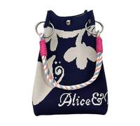 kowaku Borsa a mano in maglia, riutilizzabile, regalo di compleanno, borsa a tracolla per l'estate, tutti i giorni, Blu