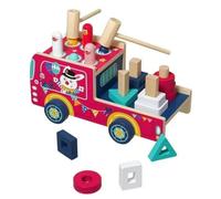 kowaku Camioncino Educativo in Legno con Incastro di Forme Resistente Gioco Trainabile con Blocchi Geometrici e Pioli Compatto per Bambini Piccoli