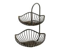 kowaku Cestino in Rete Metallico Compatto | Comoda Maniglia Arco, Cesto a Due Livelli, Durevole, Alzatina frutta, per ripostiglio