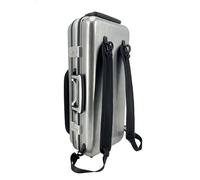 kowaku Custodia per Sassofono Custodia Sax Alto Valigetta Rigida Scatola Custodia Materiale in Fibra di Carbonio Anti Vibrazioni Fodera Morbida Spallacci, Argento Spazzolato, Senza Ruote