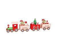 kowaku Decorazioni natalizie da tavolo a forma di treno in legno, mini treno dipinto per un felice anno nuovo, Rosso