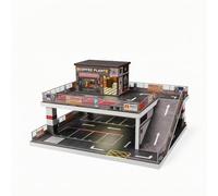 kowaku Diorama Garage 1:64 Multilivello Modello Espositivo da Collezione Plastico per Appassionati di Modellismo, Parcheggio A Doppio Strato Con Rampa E Luci - Caffetteria