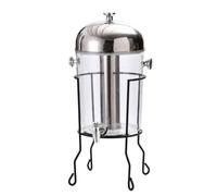 kowaku Dispenser per Bevande Distributore Succo Tea Erogatore Caraffa con Spina Frontale per Versata Regolare E Coperchio Cupola con Supporto Metallico, Nero, 8L