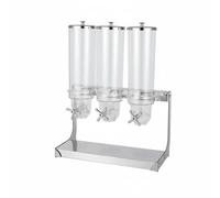 kowaku Distributore di Cereali Dispenser per Cereali Contenitore per Alimenti Secchi Tre Scomparti Porzionatura Precisa con Telaio Acciaio Inox Contenuto