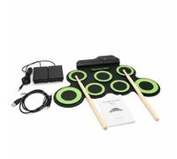 kowaku Electronic Drum Pad Batteria Elettronica Compatta in Silicone Tappeto Roll Up Pratica USB Pad Digitale con Cuffie Supporto Ritmico Adatto a Principianti Esercizi Coordinazione Casa, Verde