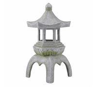 kowaku Lanterna Solare Pagoda da Esterno Lanterna da Giardino Lampada Decorativa Illuminazione Solare Scultura da Ossido di Magnesio Aspetto Intagliato , Grigio Muschio