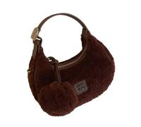 kowaku Mini Borsa a Mano Da Donna con Tracolla Regolabile in Peluche Half Moon con Portamonete con Cerniera, Marrone