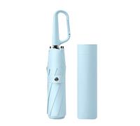 kowaku Ombrello da viaggio pieghevole a tre pieghe, facile da riporre, leggero, multiuso, compatto e portatile in spiaggia, Azzurro