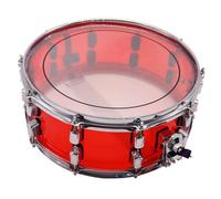 kowaku Rullante Acrilico Tamburo Percussione Cassa Battente Cerchio Metallico con Testa Trasparente Tono Luminoso Tenuta, Rosso, Tamburo In Acrilico Rosso 14 5.5 Con Anse Singole Argento